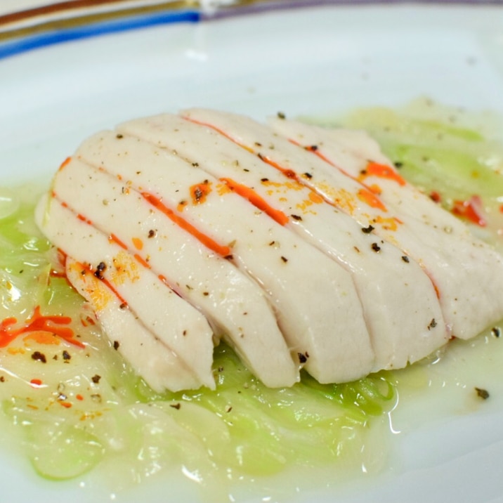 電子レンジで簡単！カジキとネギの酒蒸し ラー油がけ